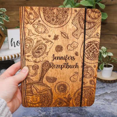 Individuelles Familien-Rezeptbuch aus Holz für Geschenkideen zum Weihnachtstag