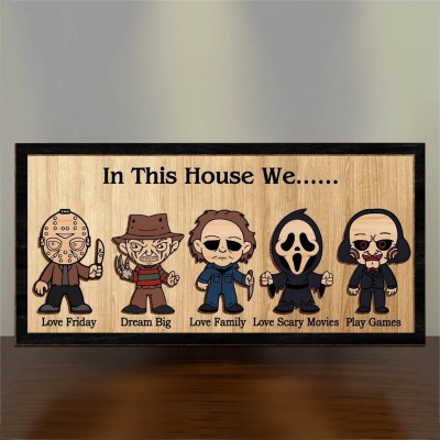 Happy Halloween Horror Movie Sign Home Decor