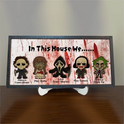 Happy Halloween Horror Movie Sign Home Decor
