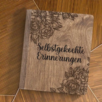 Individuelles Familien-Rezeptbuch aus Holz für Geschenkideen zum Weihnachtstag