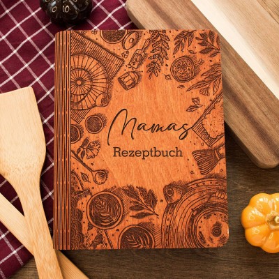 Personalisierte Mama Hölzerne Rezeptbuch für Weihnachten Geschenk