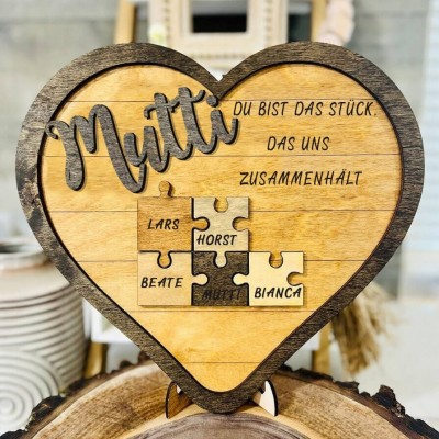 Mama Du bist das Stück, das uns zusammenhält Personalisiertes Mama Puzzle Zeichen Geschenk für Mama
