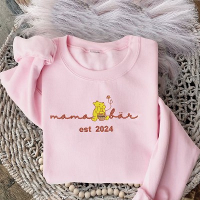 Individuell bestickte Mama Bär Sweatshirt mit Kindernamen für Muttertag Geschenkideen
