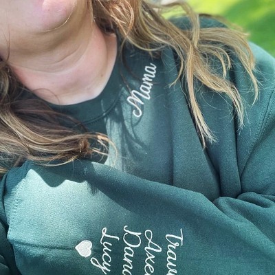 Benutzerdefinierte Mama bestickt Sweatshirt Hoodie mit Kindernamen für Muttertag Geschenkideen