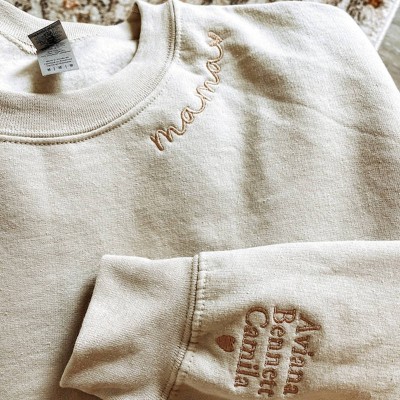 Benutzerdefinierte Mama bestickt Sweatshirt Hoodie mit Kindernamen für Muttertag Geschenkideen