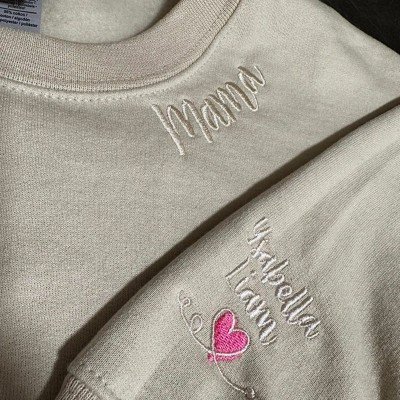 Benutzerdefinierte Mama bestickt Sweatshirt Hoodie mit Kindernamen für Muttertag Geschenkideen