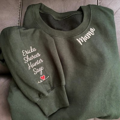 Benutzerdefinierte Mama bestickt Sweatshirt Hoodie mit Kindernamen für Muttertag Geschenkideen