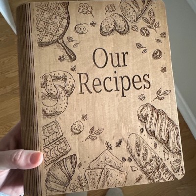 Personalisiertes Familien-Rezeptbuch aus Holz für Mama, Oma, Geschenkideen zum Weihnachtstag