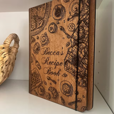 Personalisiertes Familien-Rezeptbuch aus Holz für Mama, Oma, Geschenkideen zum Weihnachtstag