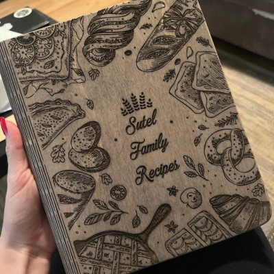Personalisiertes Familien-Rezeptbuch aus Holz für Mama, Oma, Geschenkideen zum Weihnachtstag