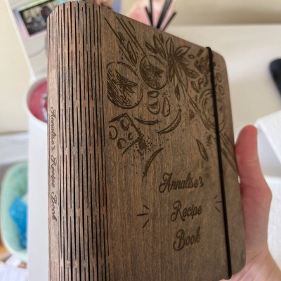 Personalisiertes Familien-Rezeptbuch aus Holz für Mama, Oma, Geschenkideen zum Weihnachtstag