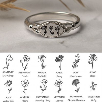 Personalisiertes Familiengeburts-Blumen-Monats-Ring-Geschenk für Sie 