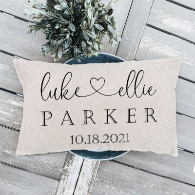 Personalisiertes Gründungsdatum Paare Namenskissen Einweihungsparty Jahrestag Valentinstag Geschenk