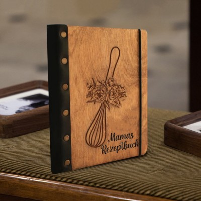 Individuelles Familien-Rezeptbuch aus Holz für Mama, Oma, Geschenkideen zum Weihnachtstag