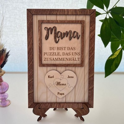 Mama Du bist das Stück, das uns zusammenhält Personalisiertes Mama Puzzle Zeichen Geschenk für Mama