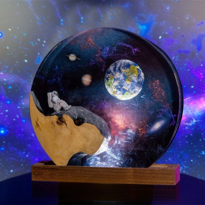 Astronauten-Harz-Holz-Weltraum-Galaxie-Kunst-Nachtlicht, Einweihungs-Weihnachtsgeschenke