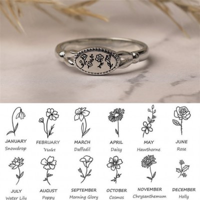 Personalisiertes Familiengeburts-Blumen-Monats-Ring-Geschenk für Sie