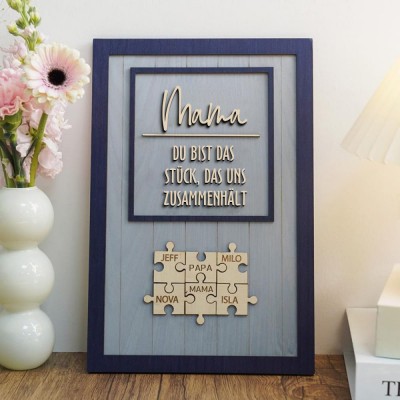 Benutzerdefinierte Mama Puzzle Zeichen mit Namen des Kindes für Mama/Oma Weihnachtsgeschenk