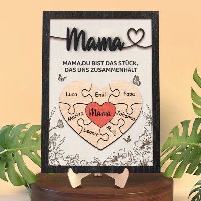 Mama Du bist das Stück, das uns zusammenhält Personalisiertes Mama Puzzle Zeichen Geschenk für Mama