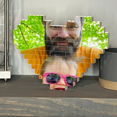 Personalisierte Herz Foto Block Puzzle Brick für Familie Weihnachtsgeschenk