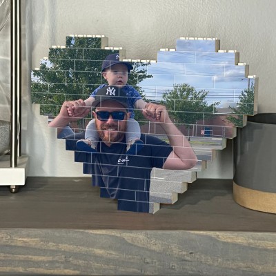 Personalisierte Herz Foto Block Puzzle Brick für Familie Weihnachtsgeschenk