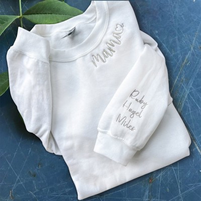 Benutzerdefinierte Mama bestickt Sweatshirt Hoodie mit Kindernamen für Muttertag Geschenkideen