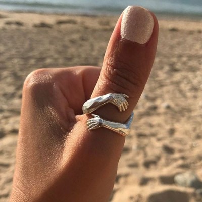 S925 Sterling Silber personalisierte Paar Umarmung Namensring-ich gebe Ihnen eine Umarmung Liebe