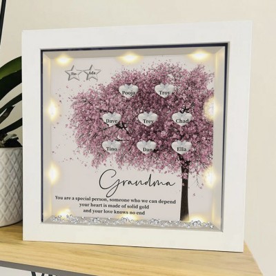 Custom Family Tree Frame With Grandchildren Names For Grandma Christmas's Day