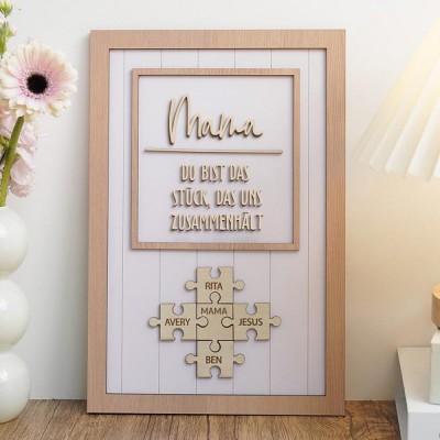 Benutzerdefinierte Mama Puzzle Zeichen mit Namen des Kindes für Mama/Oma Weihnachtsgeschenk