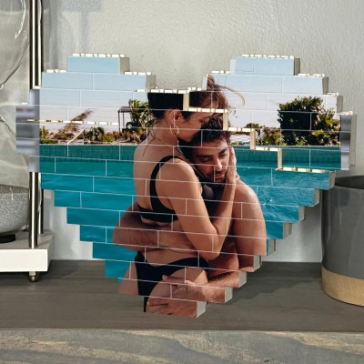 Personalisierte Herz Foto Block Puzzle Ziegel für Paar Weihnachtsgeschenk