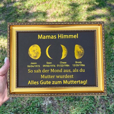 Individueller Mama's Sky Mondphase Rahmen mit Kindernamen für Muttertag Geschenk