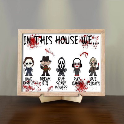Happy Halloween Horror Movie Sign Home Decor