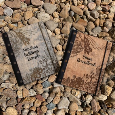 Individuelles Familien-Rezeptbuch aus Holz für Geschenkideen zum Weihnachtstag