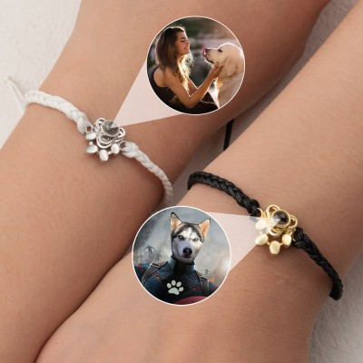 Personalisiertes Erinnerungs-Fotoprojektions-Pfoten-Charm-Armband für Haustierliebhaber