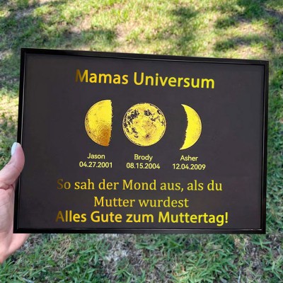Individueller Mama's Universe Mondphase Rahmen für Muttertag Geschenk