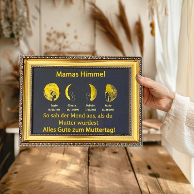 Individueller Mama's Sky Mondphase Kunstrahmen für Muttertag Geschenk