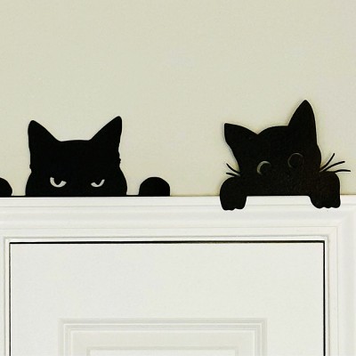 Halloween Black Cat Ghost Door Corner Sign
