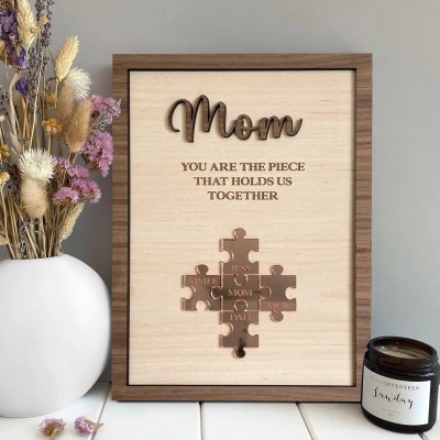 Mama Du bist das Stück, das uns zusammenhält Personalisiertes Mama Puzzle Zeichen Geschenk für Mama