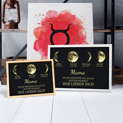 Personalisierte Mama Mondphase drucken Rahmen mit Kindernamen einzigartige Muttertag Geschenke