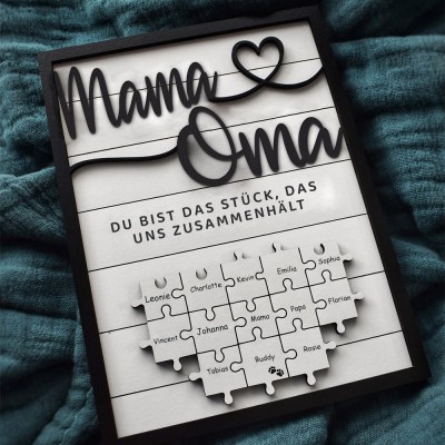 Mama Du bist das Stück, das uns zusammenhält Personalisiertes Mama Puzzle Zeichen Geschenk für Mama