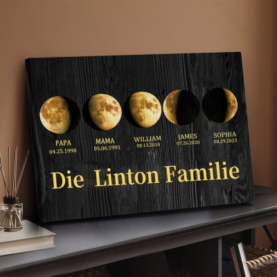 Individueller Mondphase Rahmen mit Kindernamen für Muttertag Familie Geschenk