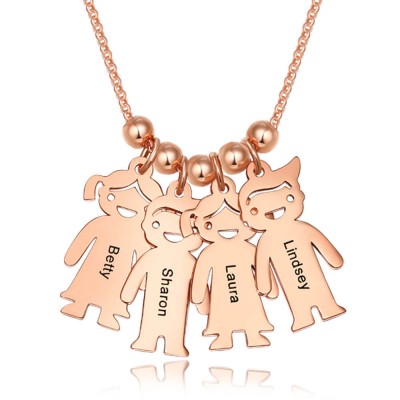 Personalisierte 1-10 Kinder Kinder Charms gravierte Namenskette