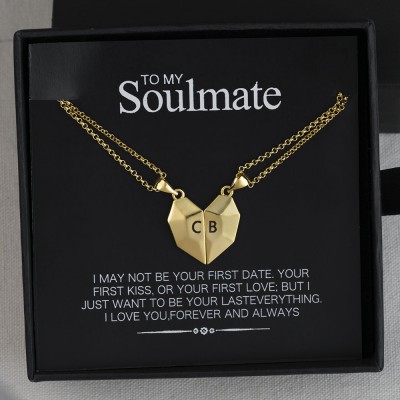 2 Stück personalisierte magnetische Interattraktion herzförmige Namenskette Valentinstag für meinen Seelenverwandten