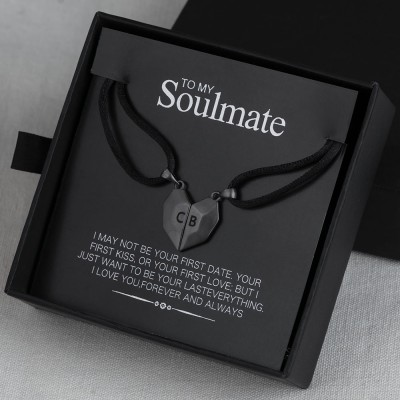 2 Stück personalisierte magnetische Interattraktion herzförmige Namenskette Valentinstag für meinen Seelenverwandten