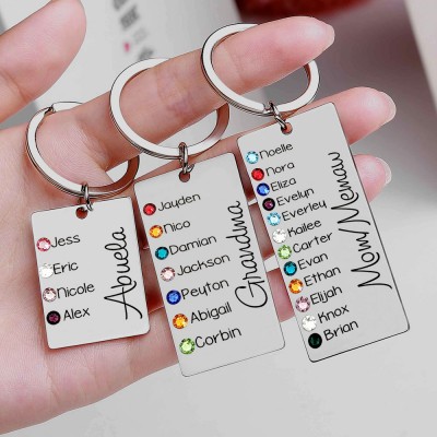 Personalisierte 1-13 Gravur Namen mit Geburtssteinen Schlüsselanhänger Geschenk für den Monatstag