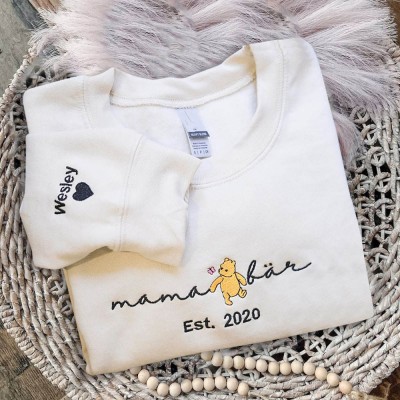Individuell bestickte Mama Bär Sweatshirt mit Kindernamen für Muttertag Geschenkideen