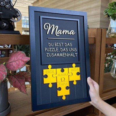 Mama Du bist das Stück, das uns zusammenhält Personalisiertes Mama Puzzle Zeichen Geschenk für Mama