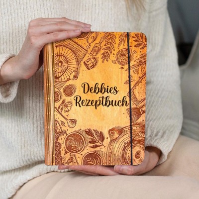 Individuelles Familien-Rezeptbuch aus Holz für Geschenkideen zum Weihnachtstag