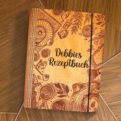 Individuelles Familien-Rezeptbuch aus Holz für Geschenkideen zum Weihnachtstag
