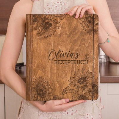 Personalisierte Familie Hölzerne Rezeptbuch für Weihnachten Geschenk
